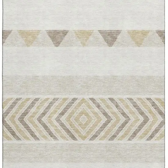 Ivory Beige And Taupe Southwestern Washable Area Rug With UV Protection Photo 2