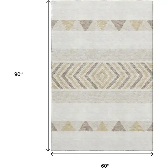 Ivory Beige And Taupe Southwestern Washable Area Rug With UV Protection Photo 8