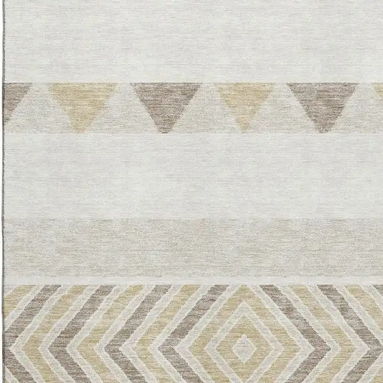 Ivory Beige And Taupe Southwestern Washable Area Rug With UV Protection Photo 2