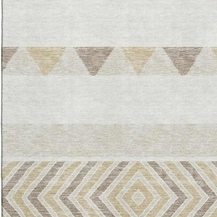 Ivory Beige And Taupe Southwestern Washable Area Rug With UV Protection Photo 2