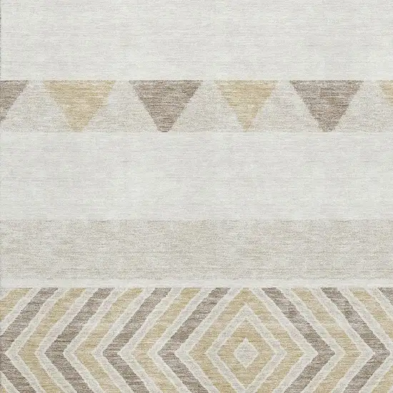 Ivory Beige And Taupe Southwestern Washable Area Rug With UV Protection Photo 2