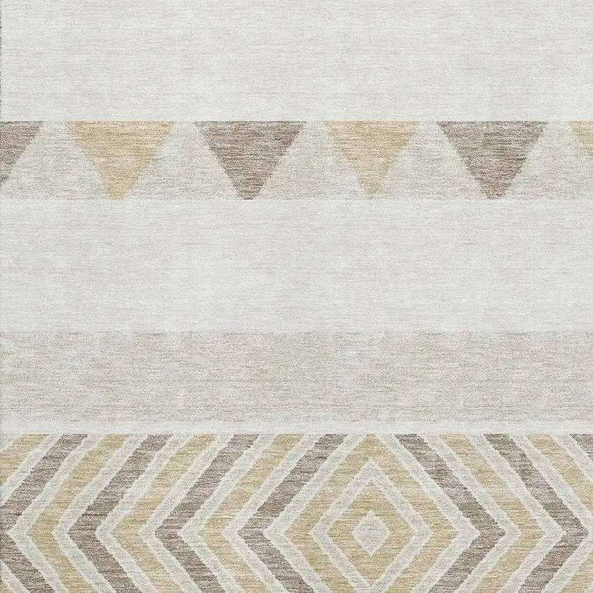 Ivory Beige And Taupe Southwestern Washable Area Rug With UV Protection Photo 2