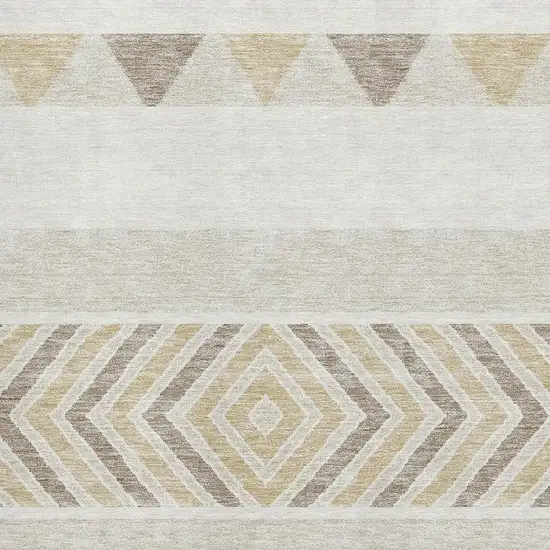 Ivory Beige And Taupe Southwestern Washable Area Rug With UV Protection Photo 2