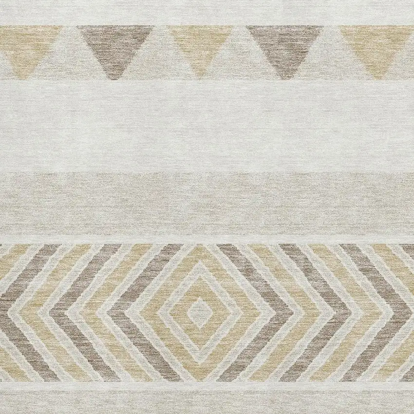 Ivory Beige And Taupe Southwestern Washable Area Rug With UV Protection Photo 2