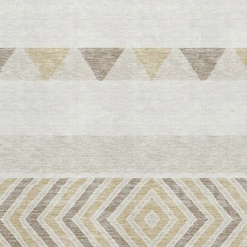 Ivory Beige And Taupe Southwestern Washable Area Rug With UV Protection Photo 2