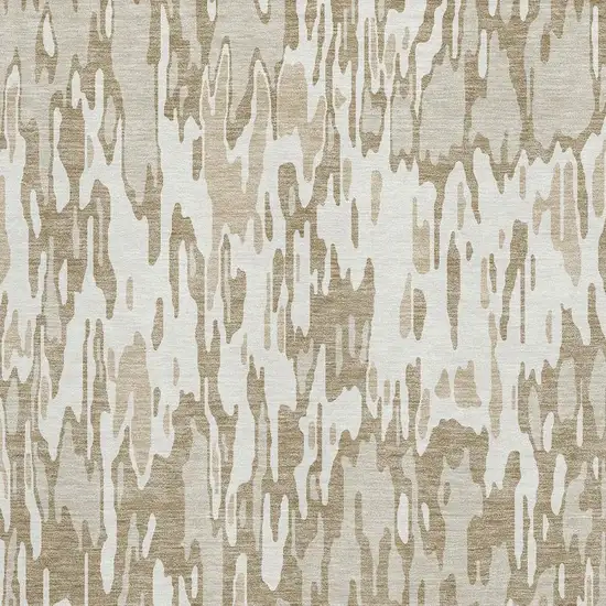 Ivory Beige And Taupe Striped Washable Area Rug With UV Protection Photo 2