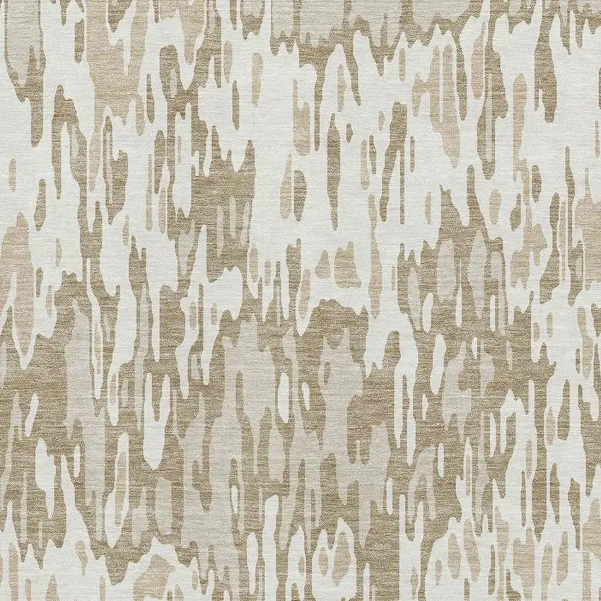 Ivory Beige And Taupe Striped Washable Area Rug With UV Protection Photo 2