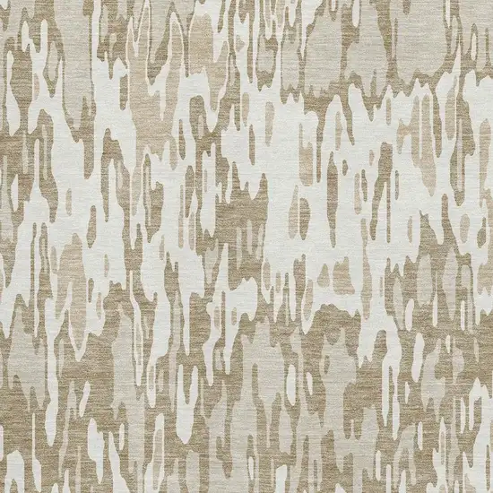 Ivory Beige And Taupe Striped Washable Area Rug With UV Protection Photo 2