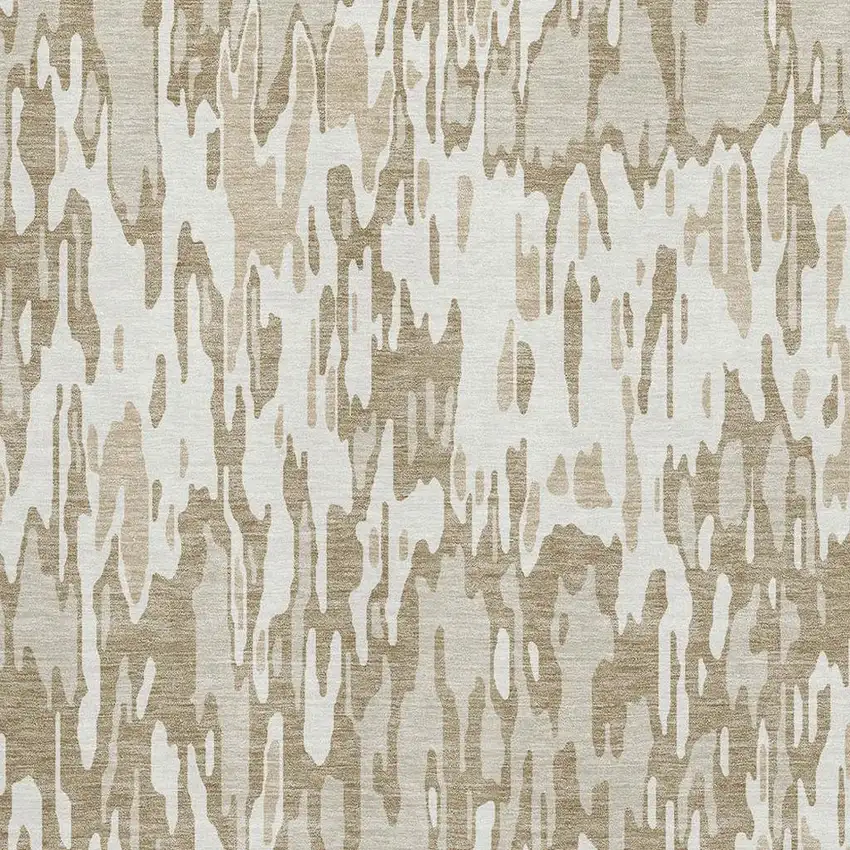 Ivory Beige And Taupe Striped Washable Area Rug With UV Protection Photo 2