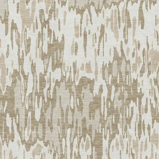 Ivory Beige And Taupe Striped Washable Area Rug With UV Protection Photo 2