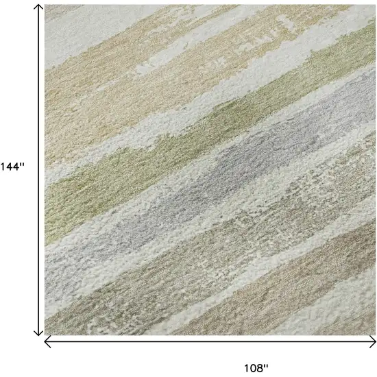 Ivory Beige And Taupe Striped Washable Area Rug With UV Protection Photo 8