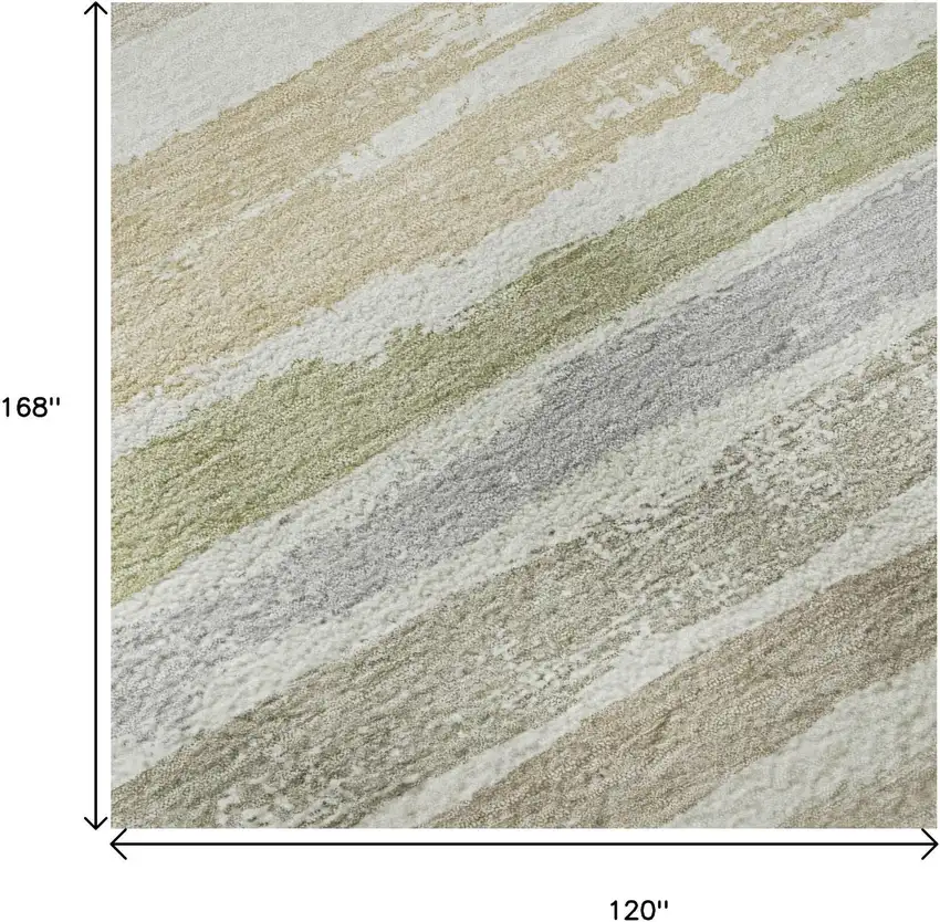 Ivory Beige And Taupe Striped Washable Area Rug With UV Protection Photo 8