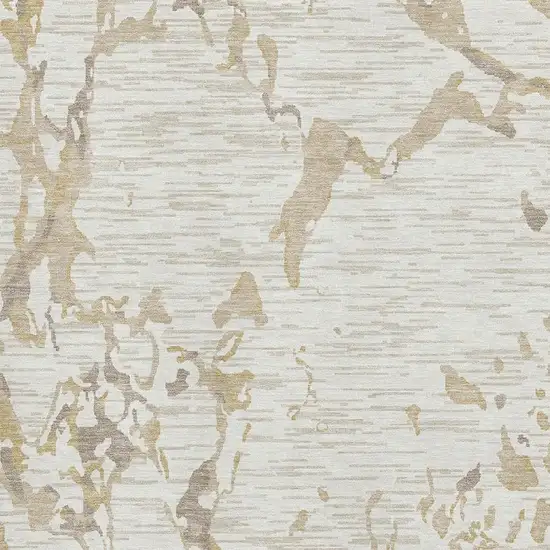 Ivory Beige And Taupe Striped Washable Area Rug With UV Protection Photo 3