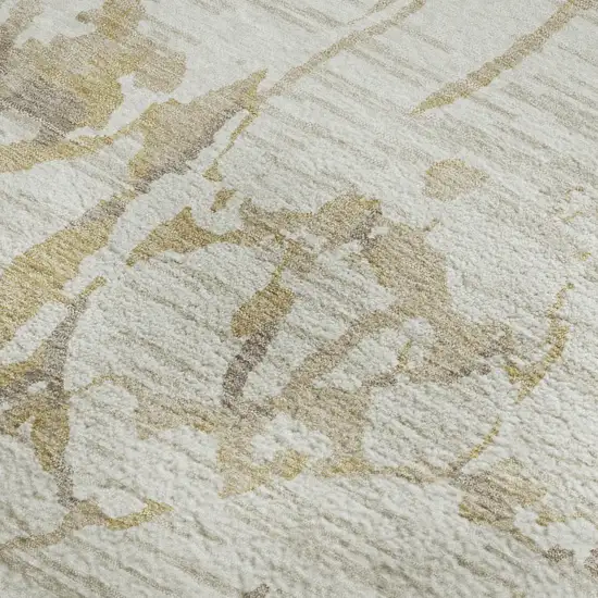 Ivory Beige And Taupe Striped Washable Area Rug With UV Protection Photo 3