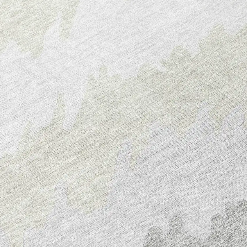 Ivory Beige And Taupe Striped Washable Indoor Outdoor Area Rug Photo 9