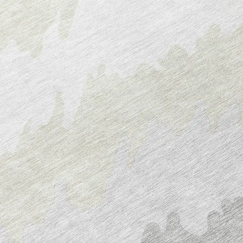 Ivory Beige And Taupe Striped Washable Indoor Outdoor Area Rug Photo 7