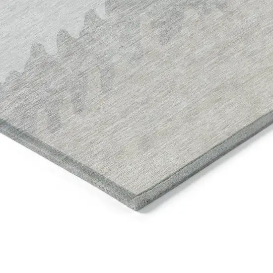 Ivory Beige And Taupe Striped Washable Indoor Outdoor Area Rug Photo 3