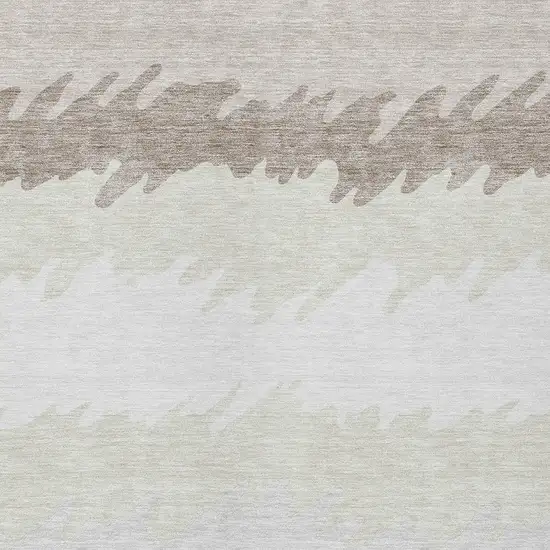 Ivory Beige And Taupe Striped Washable Indoor Outdoor Area Rug Photo 4