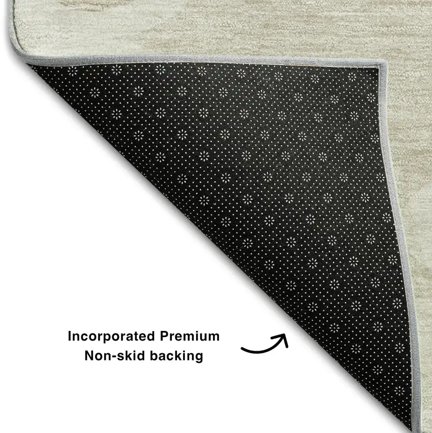 Ivory Beige And Taupe Trellis Washable Area Rug With UV Protection Photo 6