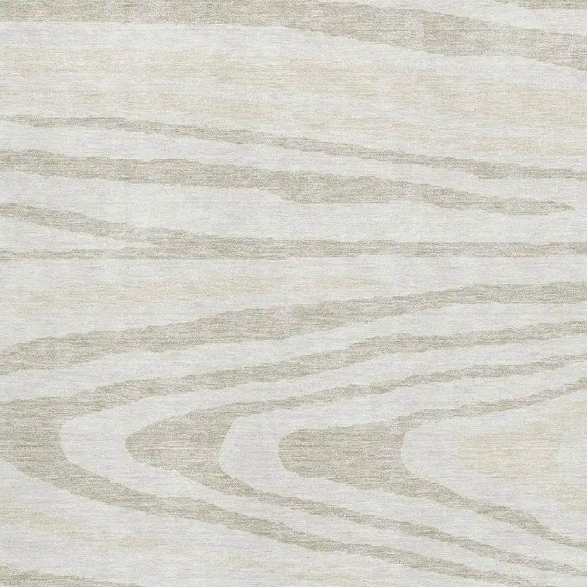 Ivory Beige And Taupe Woodland Lodge Washable Area Rug With UV Protection Photo 3