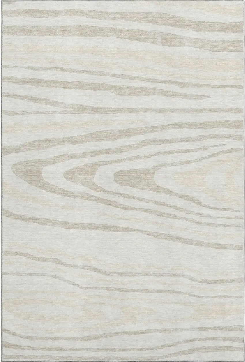 Ivory Beige And Taupe Woodland Lodge Washable Area Rug With UV Protection Photo 5