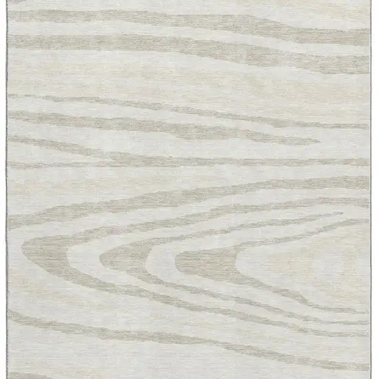 Ivory Beige And Taupe Woodland Lodge Washable Area Rug With UV Protection Photo 4