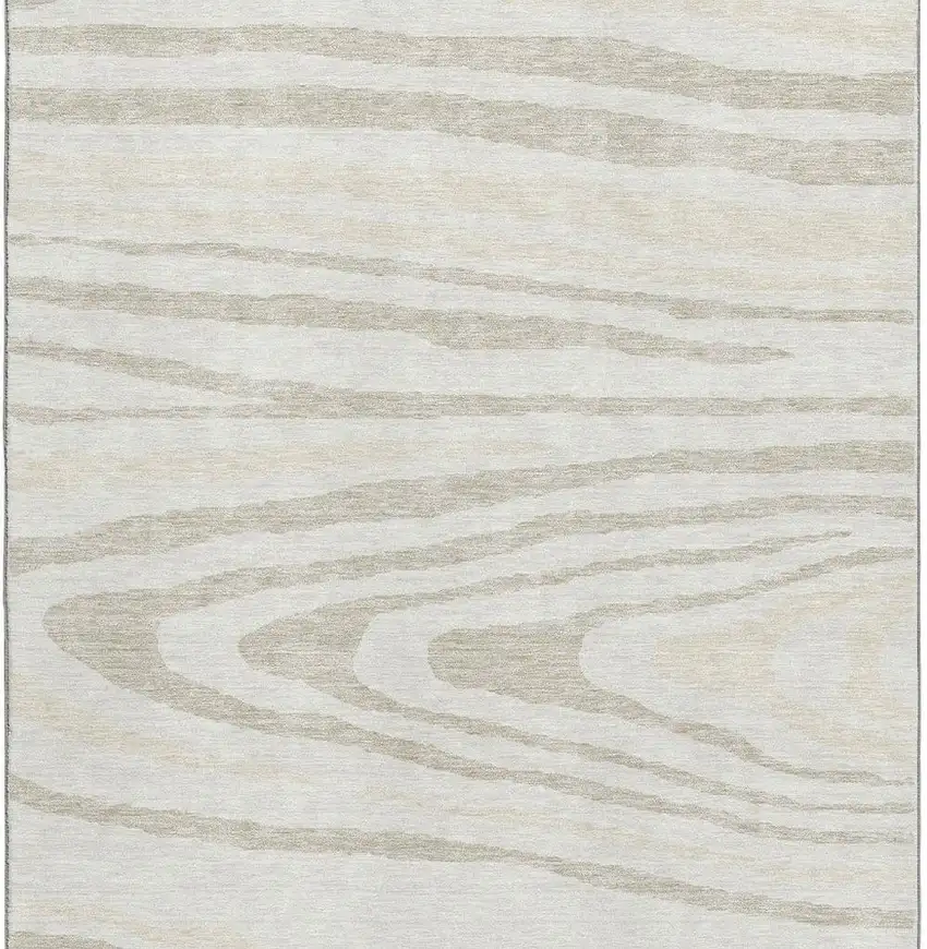 Ivory Beige And Taupe Woodland Lodge Washable Area Rug With UV Protection Photo 4