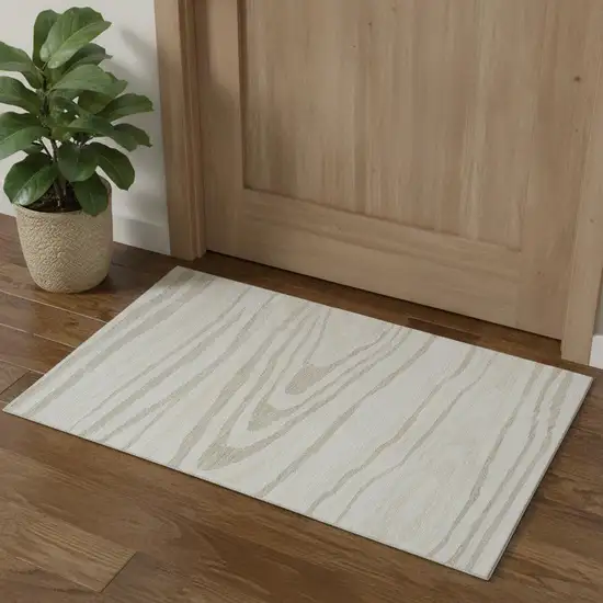 Ivory Beige And Taupe Woodland Lodge Washable Area Rug With UV Protection Photo 1