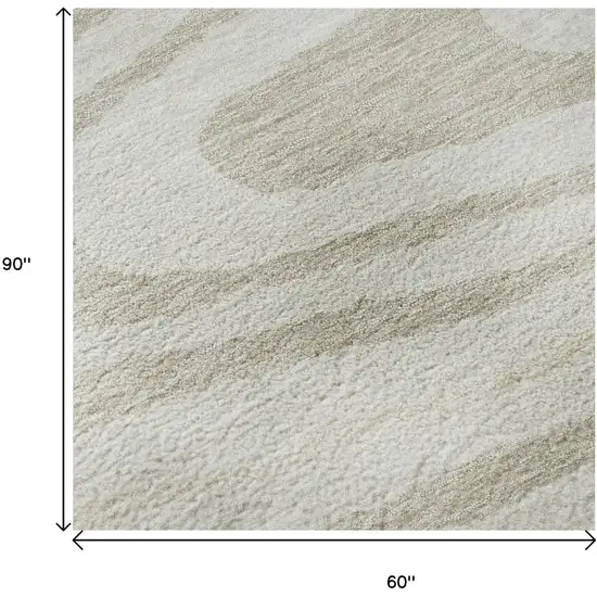 Ivory Beige And Taupe Woodland Lodge Washable Area Rug With UV Protection Photo 9