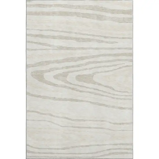 Ivory Beige And Taupe Woodland Lodge Washable Area Rug With UV Protection Photo 4