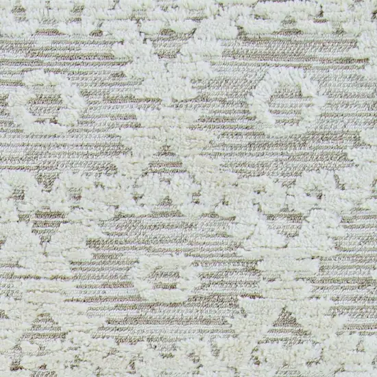 8' Beige and Ivory Geometric Runner Rug Photo 4