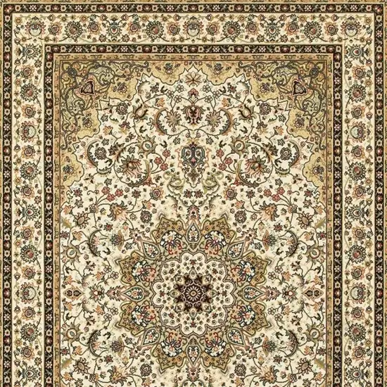 Ivory And Beige Floral Medallion Area Rug Photo 4
