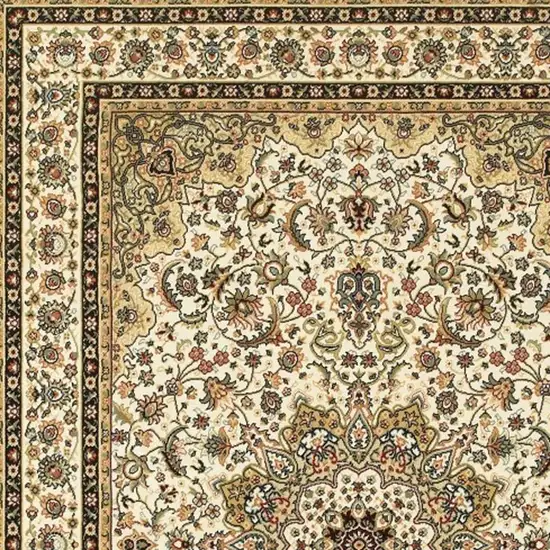 Ivory And Beige Floral Medallion Area Rug Photo 3