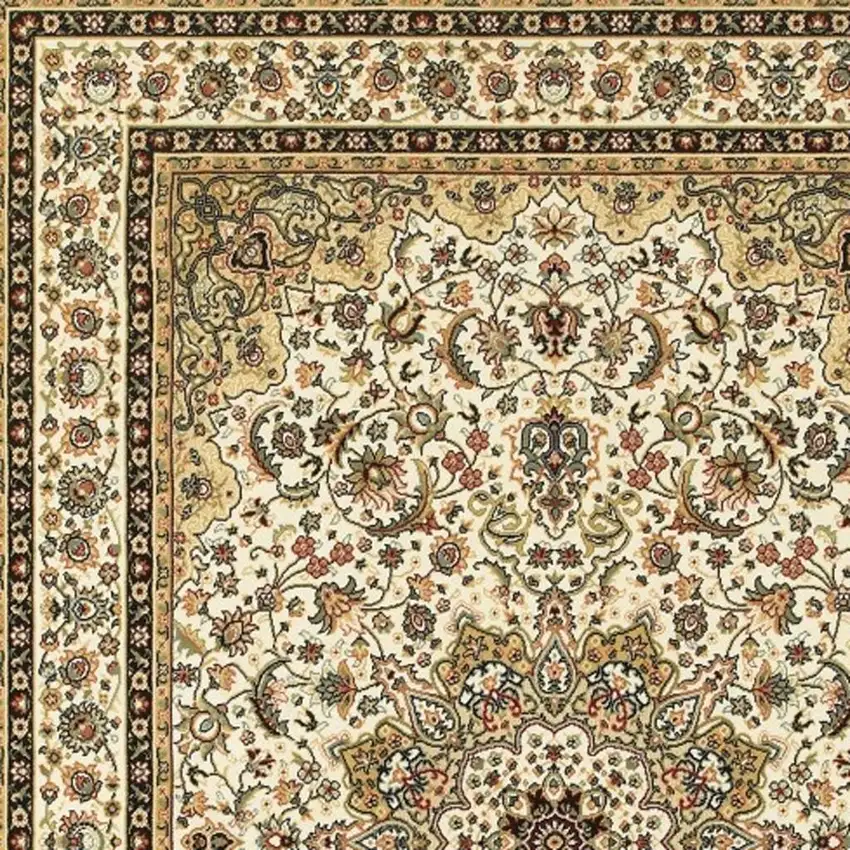 Ivory And Beige Floral Medallion Area Rug Photo 3