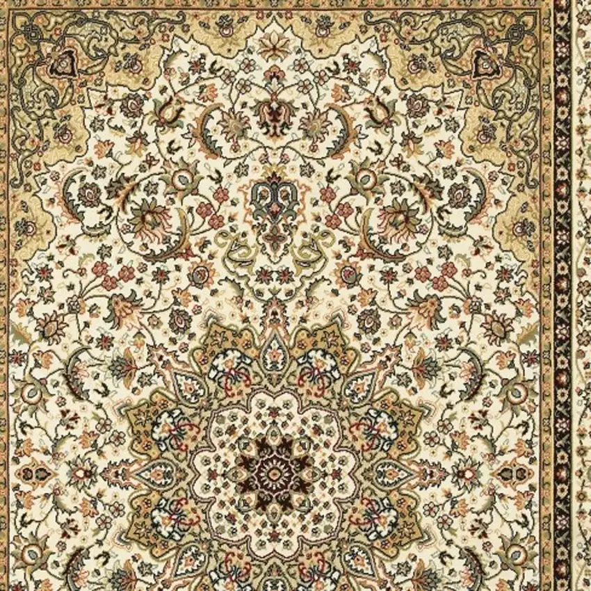 Ivory Beige Machine Woven Oriental Indoor Area Rug Photo 4