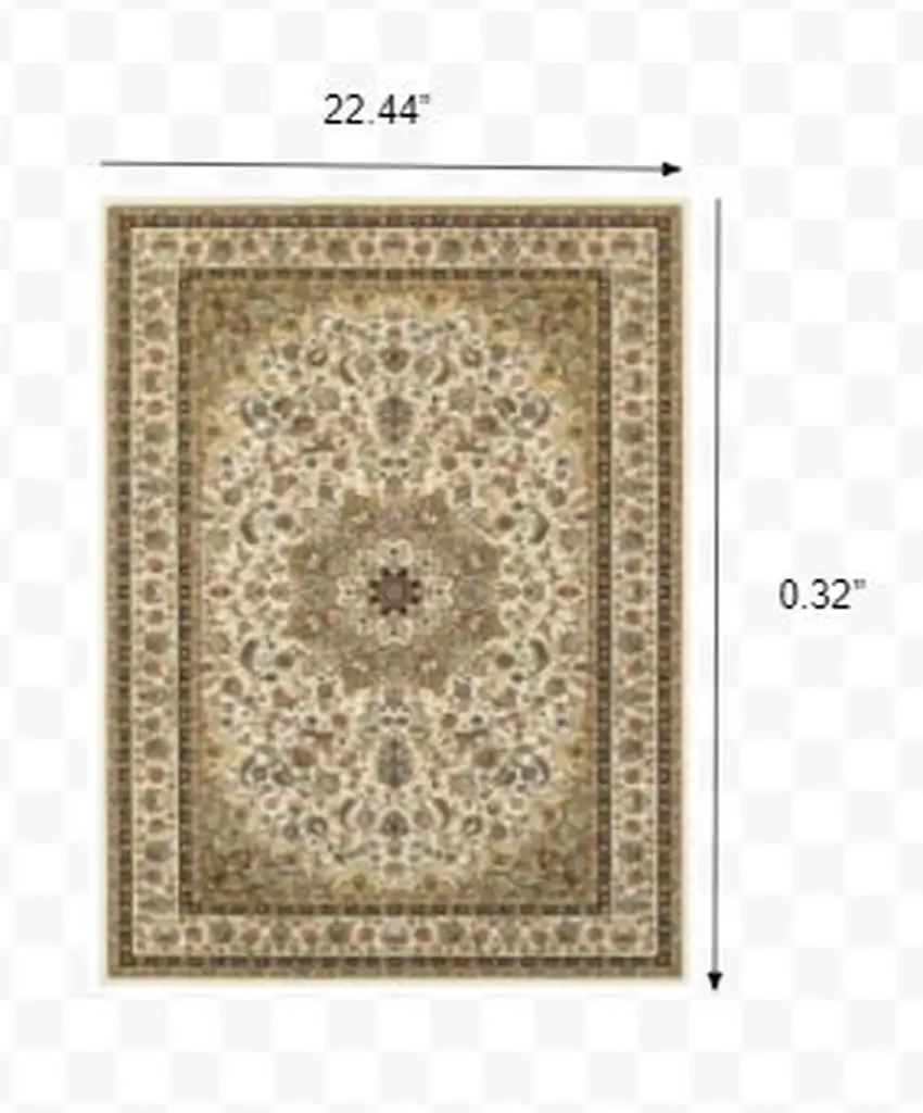 Ivory Beige Machine Woven Oriental Indoor Area Rug Photo 2