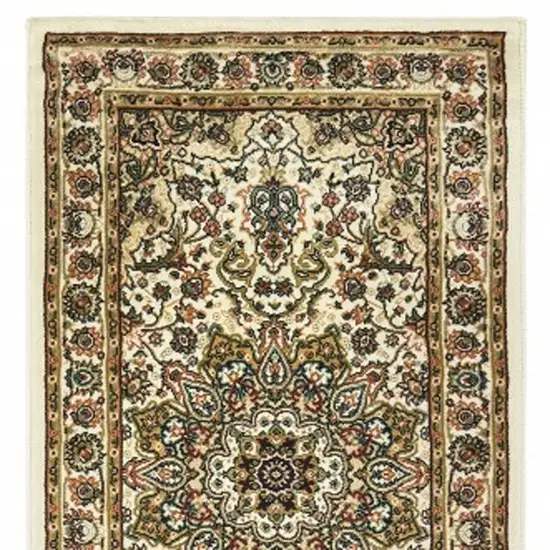 8' Beige And Ivory Runner Rug Photo 5