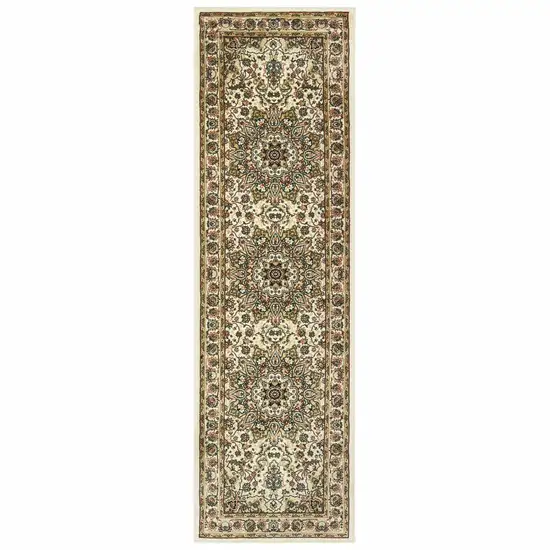 8' Beige And Ivory Runner Rug Photo 2