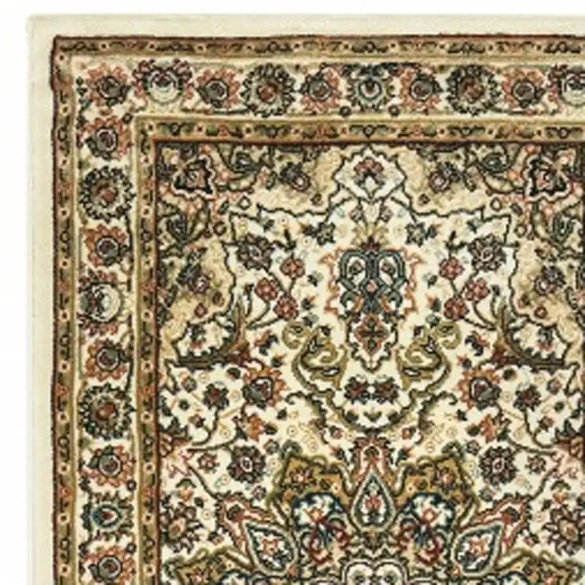 Ivory Beige Machine Woven Oriental Indoor Runner Rug Photo 3