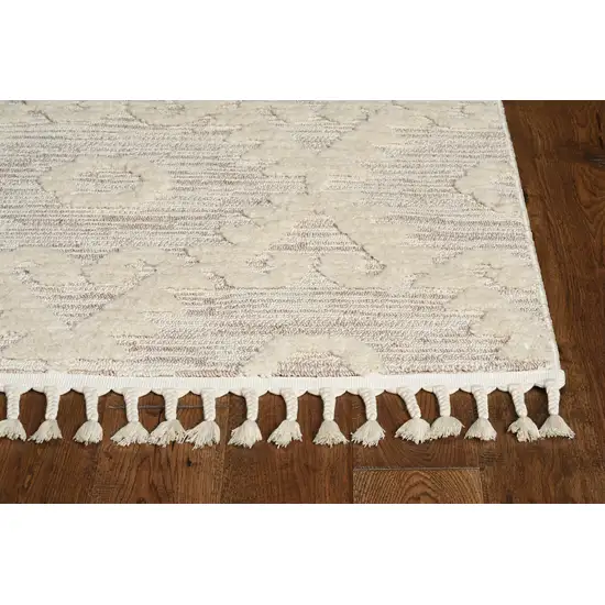Ivory Beige Polyester Rug Photo 3