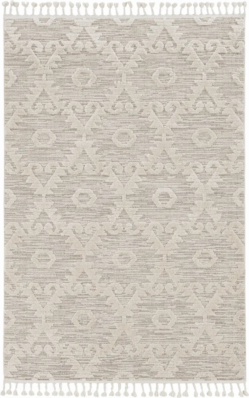 Ivory Beige Polyester Rug Photo 1