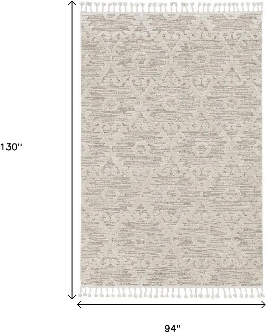 Ivory Beige Diamond Area Rug Photo 3