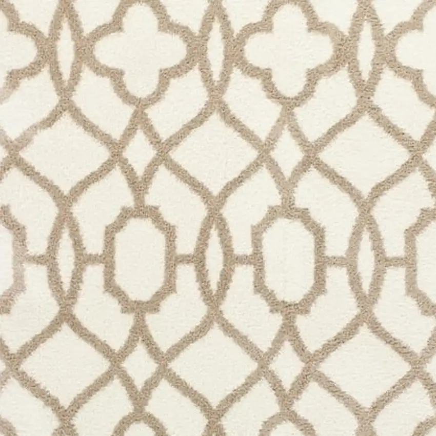 Ivory Beige Trellis Machine Woven Microfiber Indoor Area Rug Photo 5