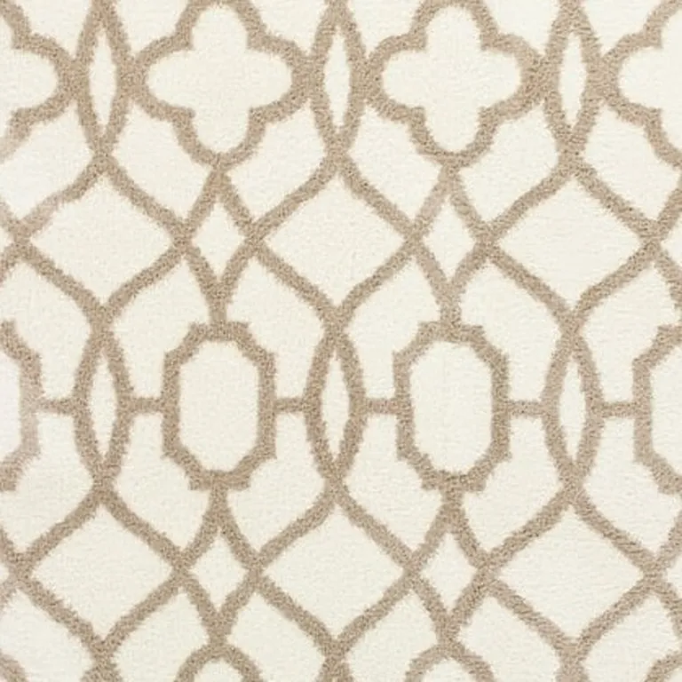 Ivory Beige Trellis Machine Woven Microfiber Indoor Area Rug Photo 4