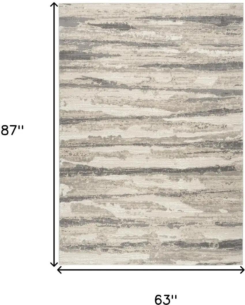 Ivory Beige and Gray Abstract Non Skid Area Rug Photo 3