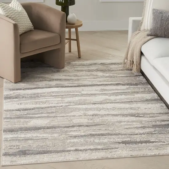 Ivory Beige and Gray Abstract Non Skid Area Rug Photo 8