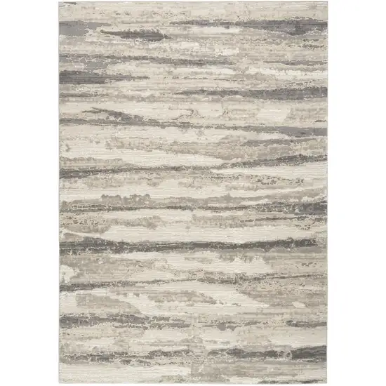 Ivory Beige and Gray Abstract Non Skid Area Rug Photo 2