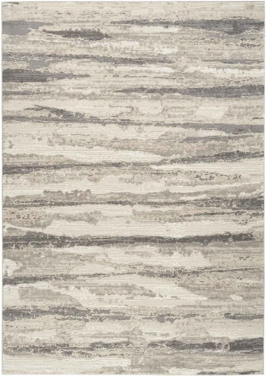 Ivory Beige and Gray Abstract Non Skid Area Rug Photo 2
