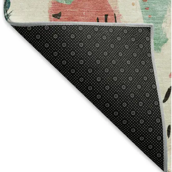 Ivory Black And Blush Geometric Washable Area Rug With UV Protection Photo 5