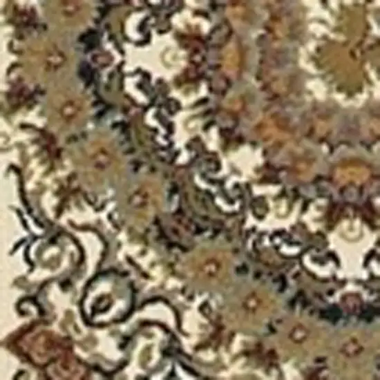 Ivory Black And Brown Medallion Area Rug With Fringe Photo 3